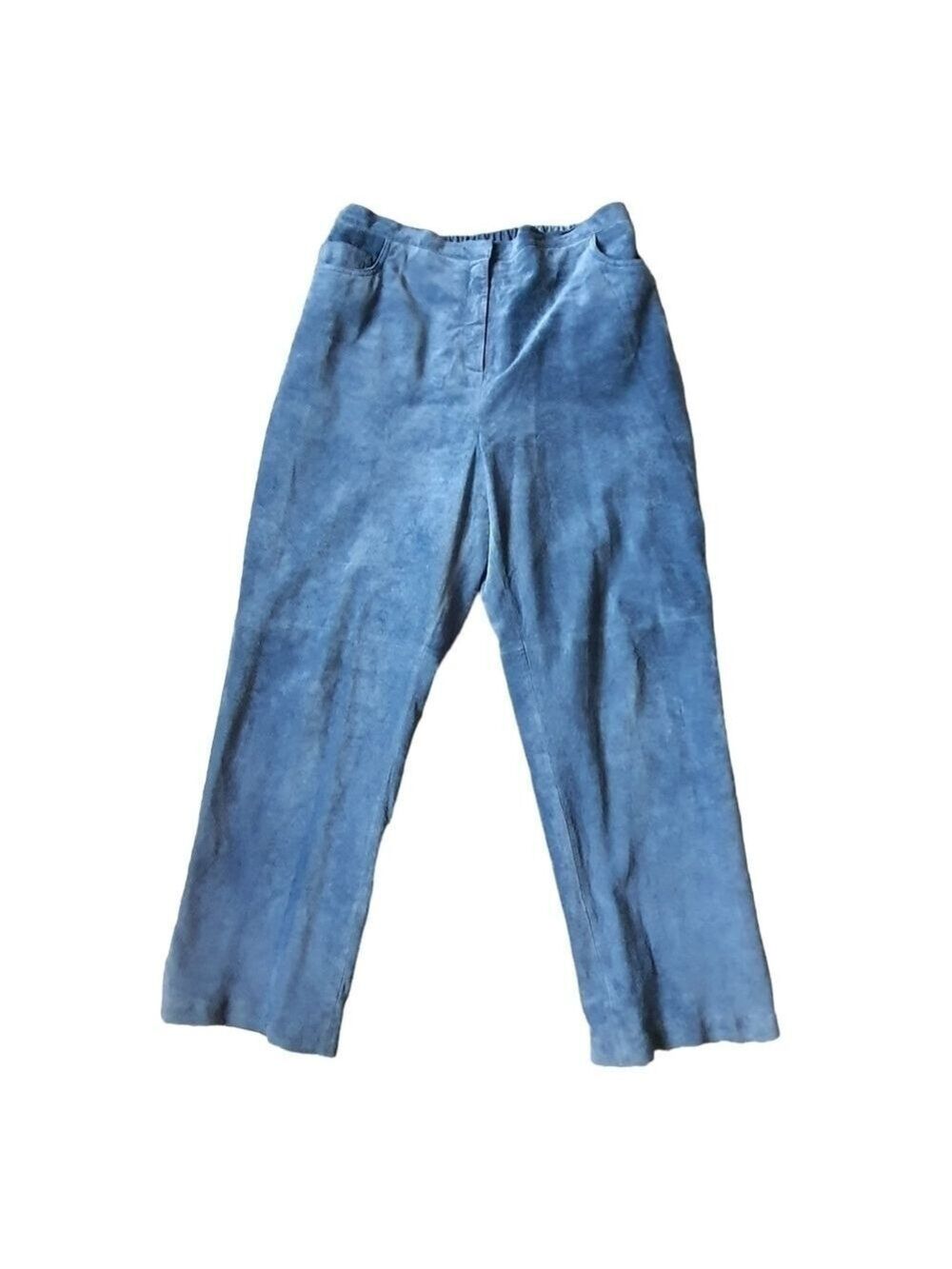 VNTG Leather Blue Suede Pant Stretch High Waist Straight Leg Plus 22